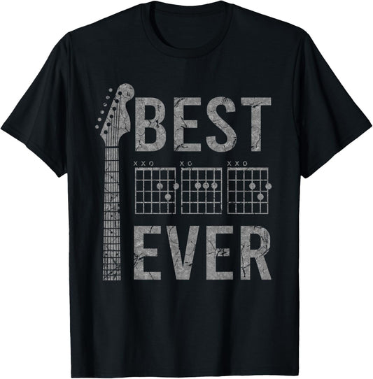 Best Dad Ever Chord Guitar Guitarist Father's Day Musician T-Shirt - T-Shirt | Black