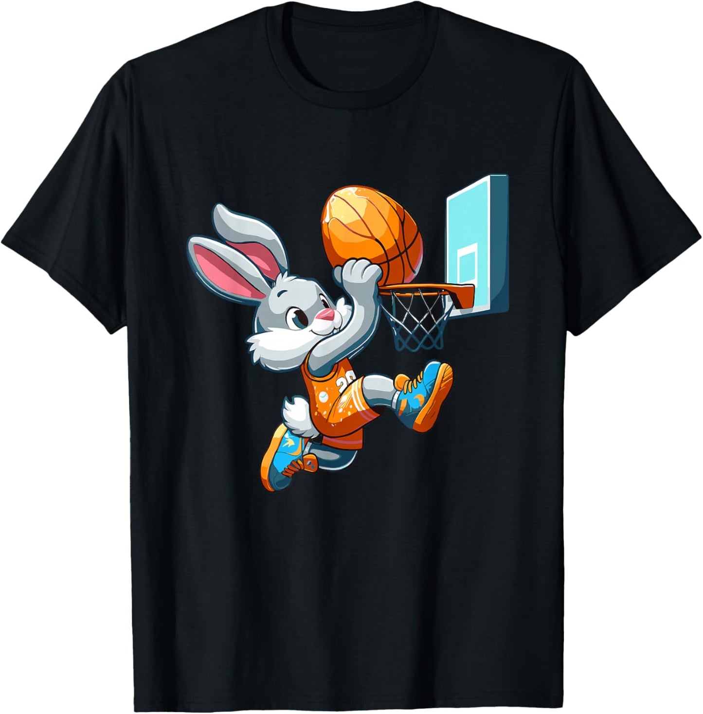 Bunny Rabbit Playing Dunking Basketball Easter Egg Dunk Kids T-Shirt - T-Shirt | Black