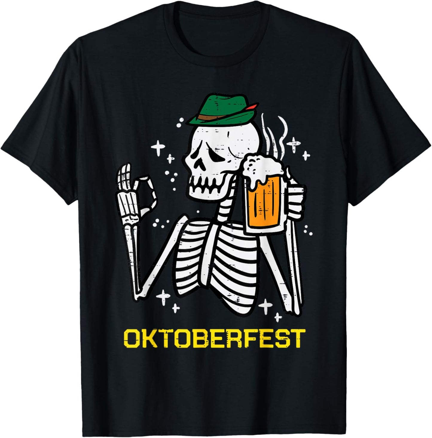 Skeleton Oktoberfest Bavarian Octoberfest German Halloween T-Shirt - T-Shirt | Black