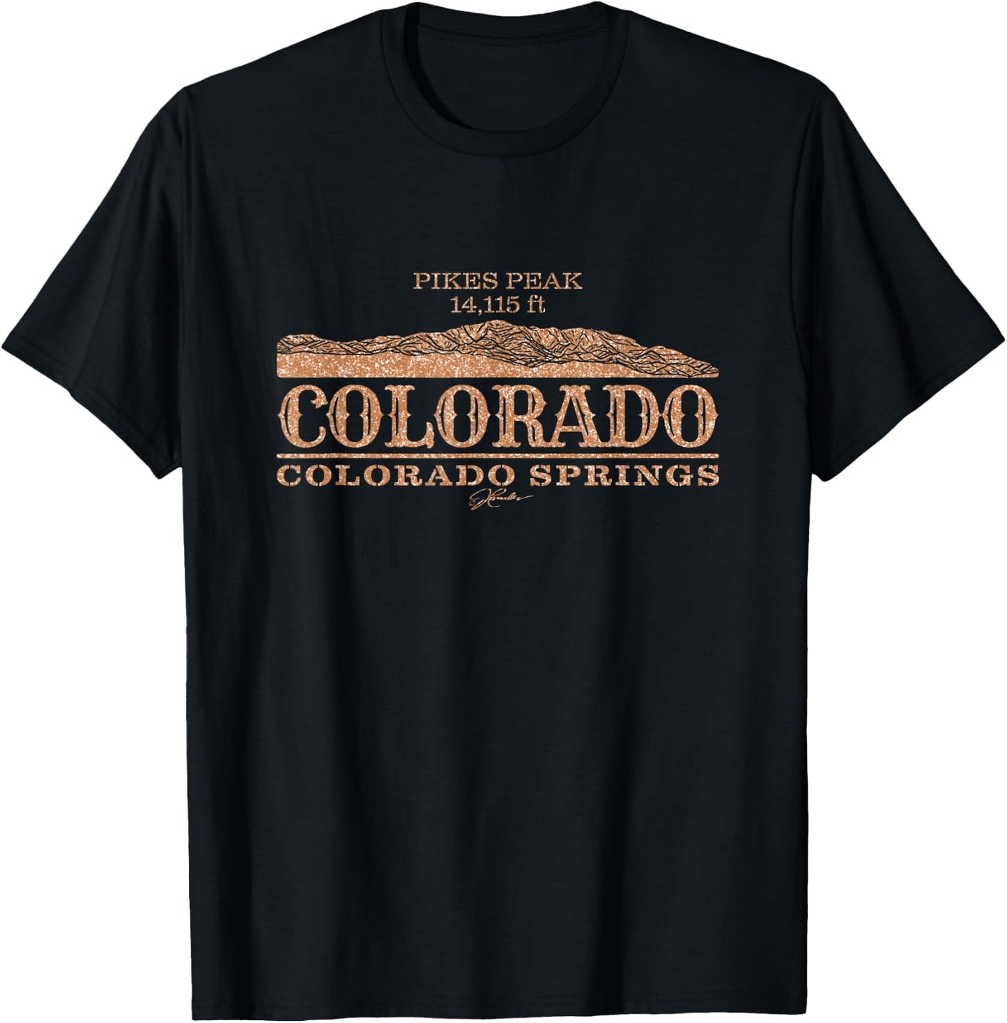 JCombs: Colorado Springs, CO with Pikes Peak T-Shirt - T-Shirt | Black
