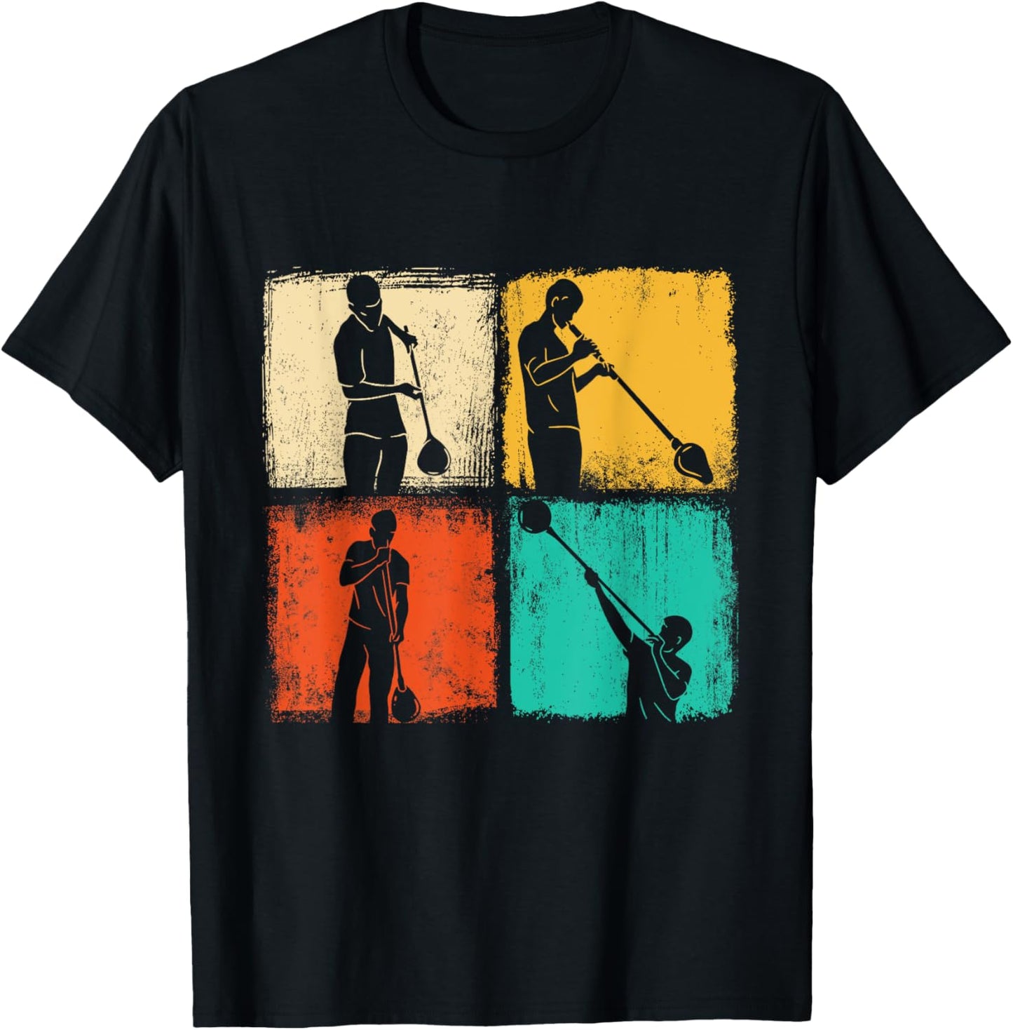 Retro Square Glassblower - Glassblowing Hobbyist T-Shirt - T-Shirt | Black