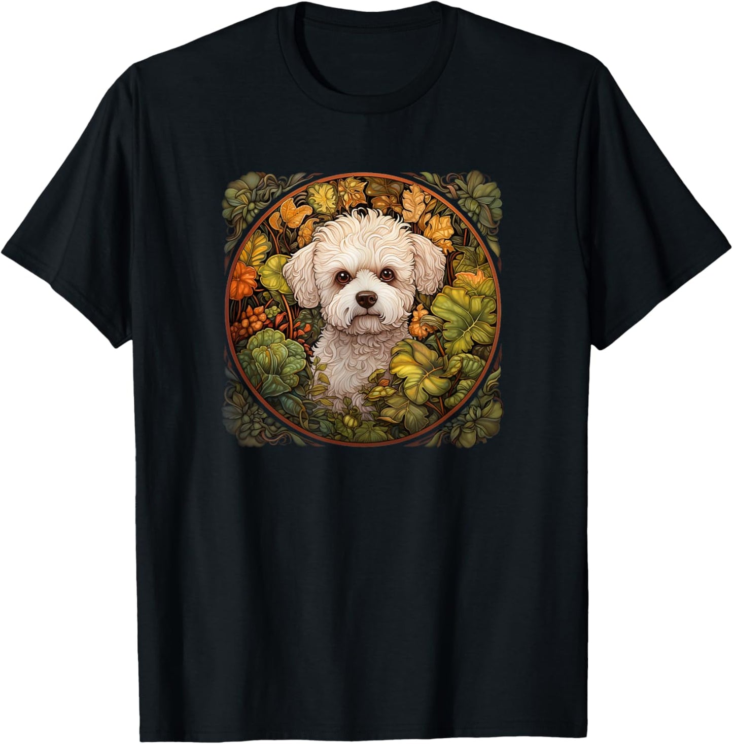 Girls Beautiful Illustration Bichon Frise Lover T-Shirt - T-Shirt | Black