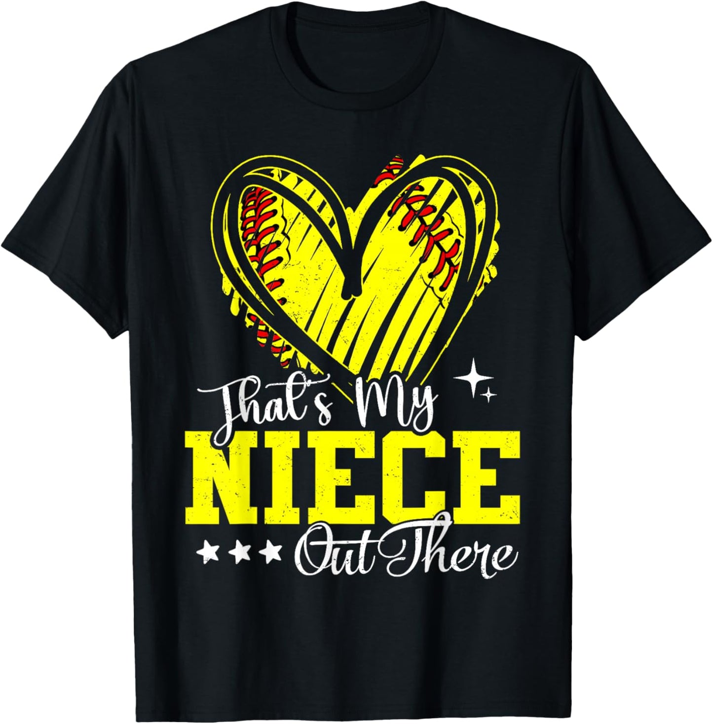 That's My Niece Out There Softball Heart T-Shirt - T-Shirt | Black