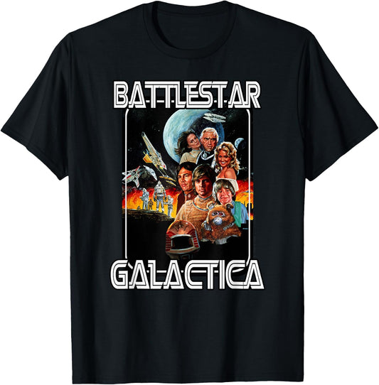 Battlestar Galactica Retro Poster T-Shirt - T-Shirt | Black