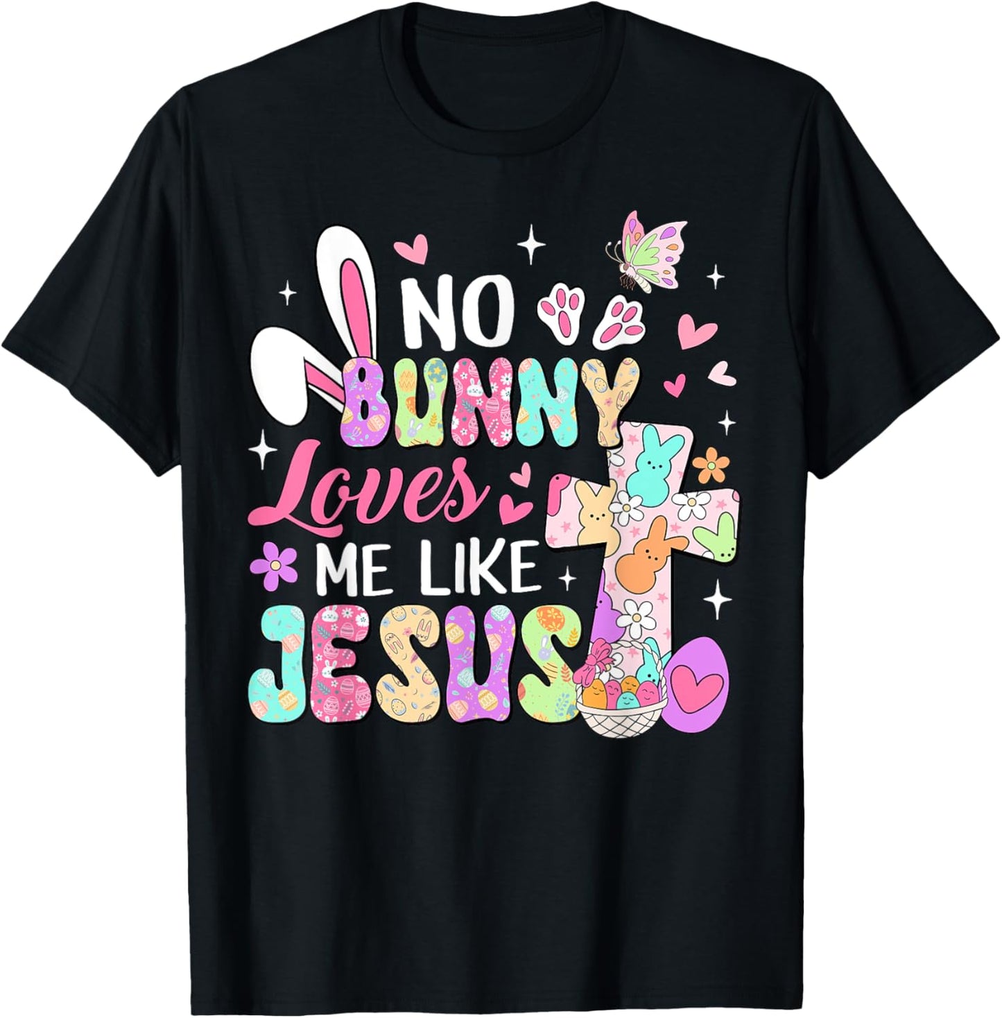 No Bunny Loves Me Like Jesus Religious Easter Christian Kids T-Shirt - T-Shirt | Black