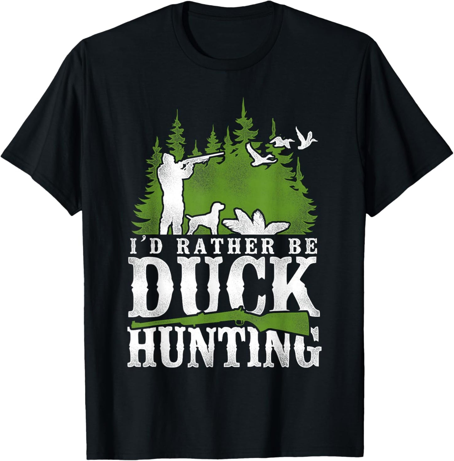 Duck Hunting Hunter Vintage I'd Rather Be Duck Hunting T-Shirt - T-Shirt | Black