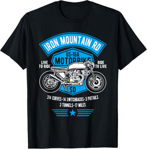 Iron Mountain Road US-16A South Dakota Motorcycle Design T-Shirt - T-Shirt | Black