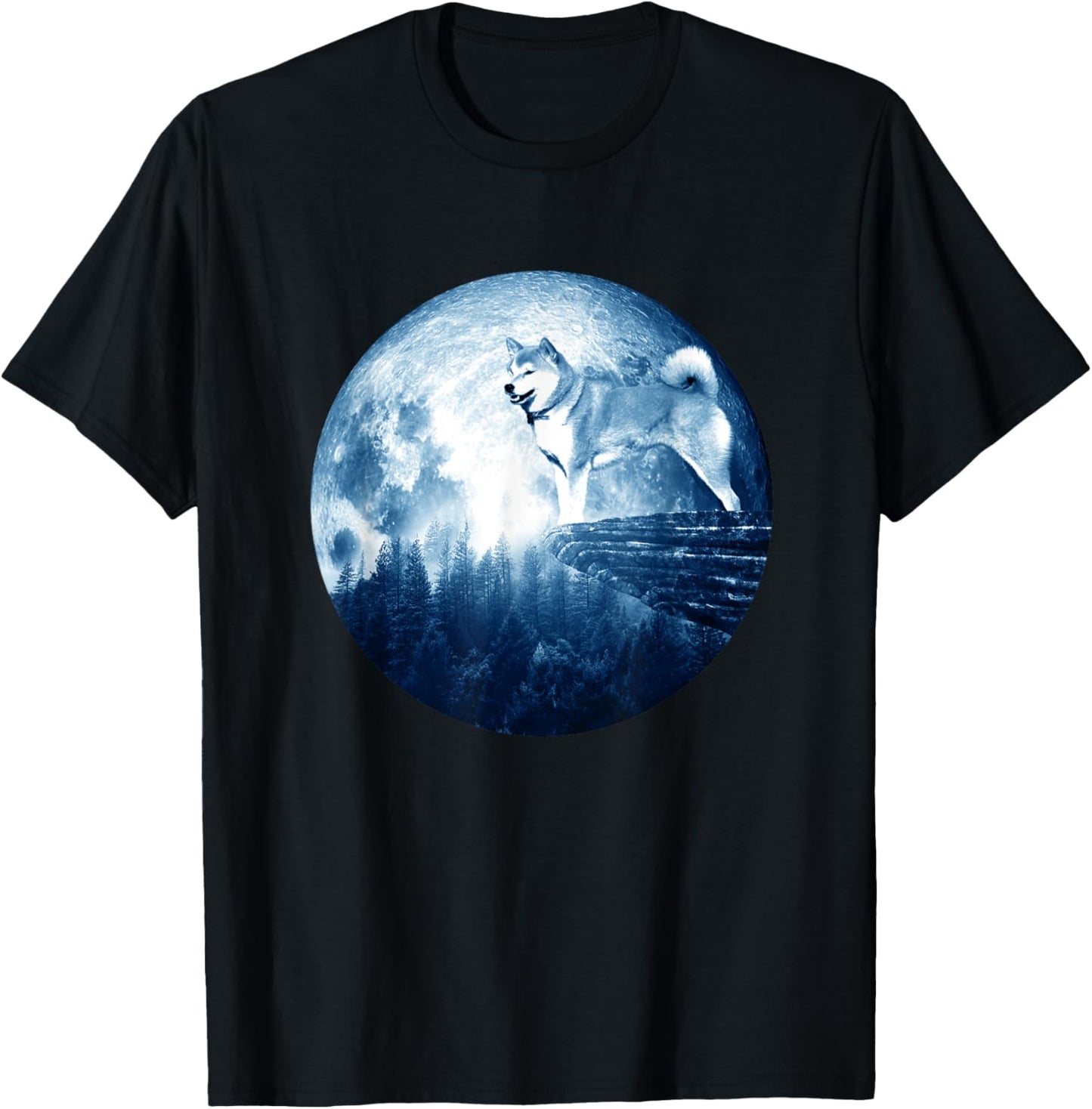 Japanese Shibu Inu Dog Moon Dog Mom Dad Women Men Dog Lovers T-Shirt - T-Shirt | Black