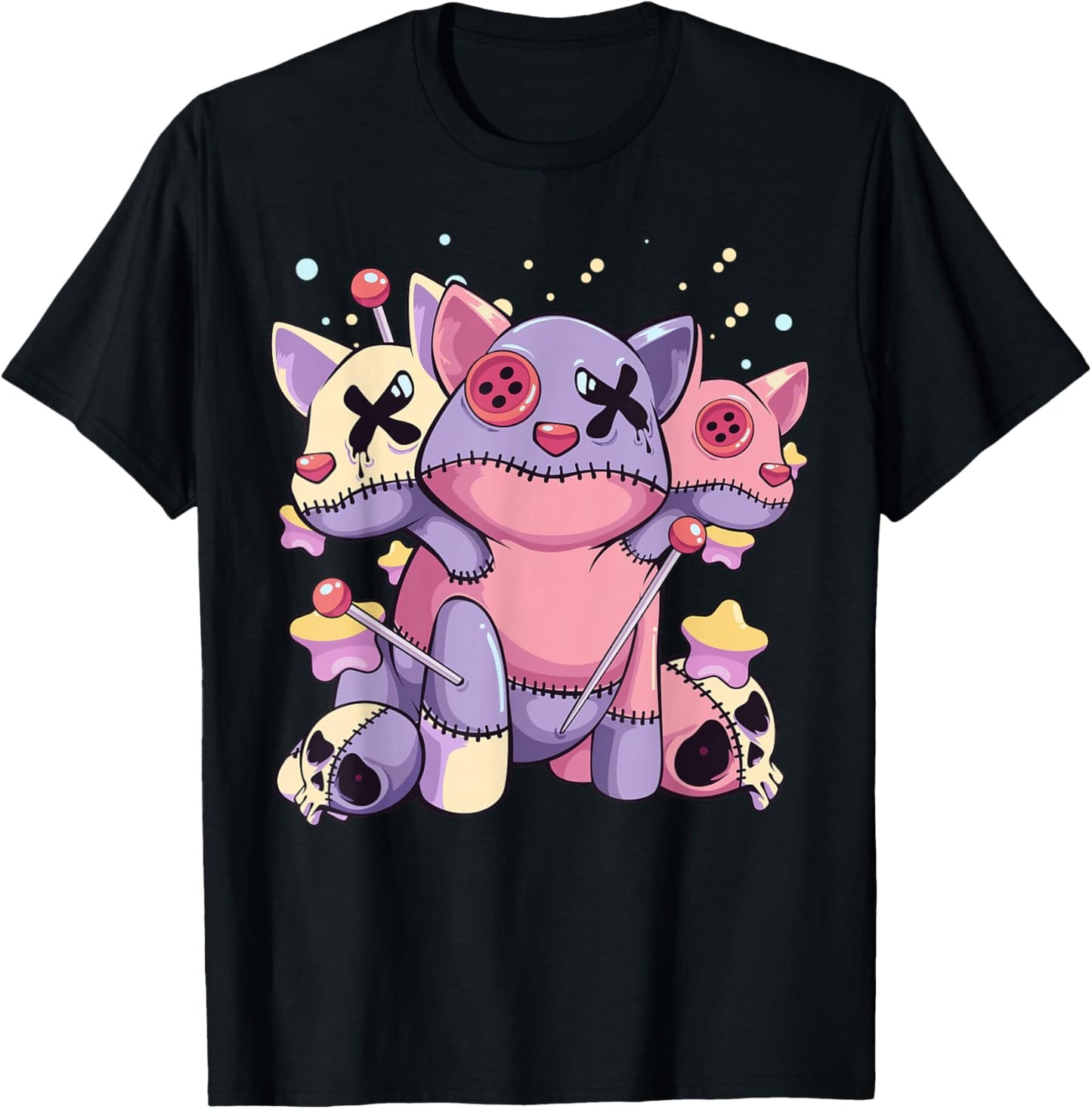 Pastel Goth Kawaii Menhera Yami Voodoo Doll Three Headed Dog T-Shirt - T-Shirt | Black