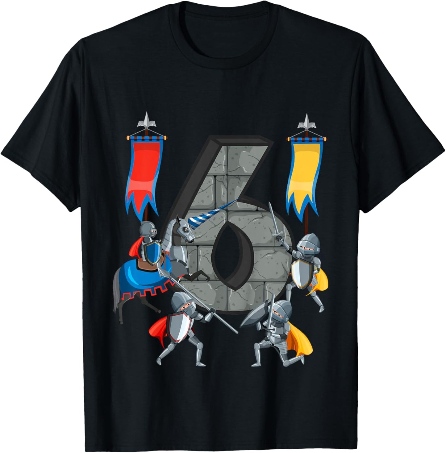 Medieval Knights Middle Ages History Castle 6th Birthday T-Shirt - T-Shirt | Black