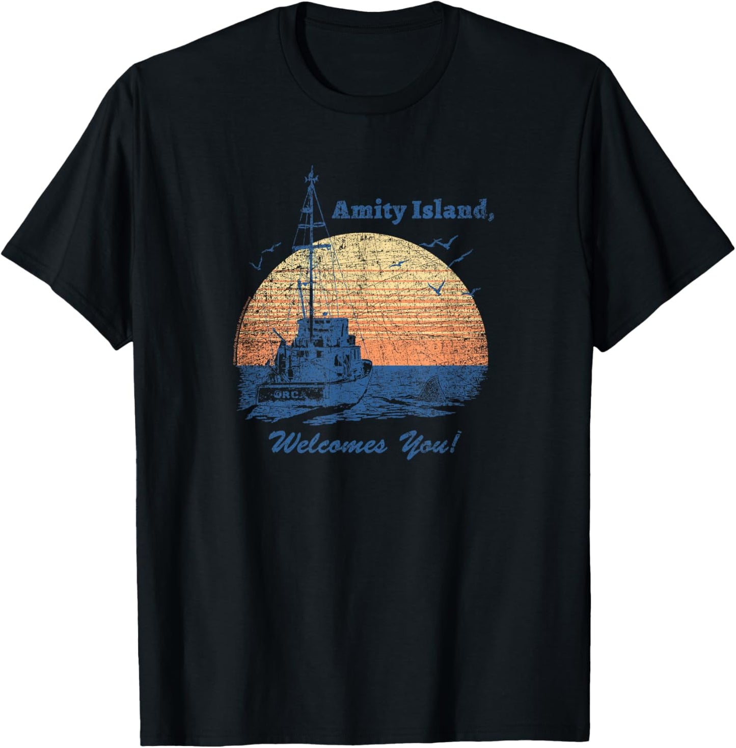 Jaws Vintage Amity Island T-Shirt - T-Shirt | Black