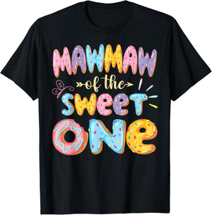 Mawmaw Of The Sweet One 1St Birthday Girl Donut Matching T-Shirt - T-Shirt | Black