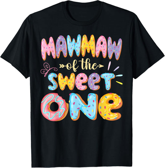 Mawmaw Of The Sweet One 1St Birthday Girl Donut Matching T-Shirt - T-Shirt | Black