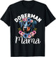 Floral Doberman Pinscher Mama Dog Lovers Mother's Day T-Shirt - T-Shirt | Black
