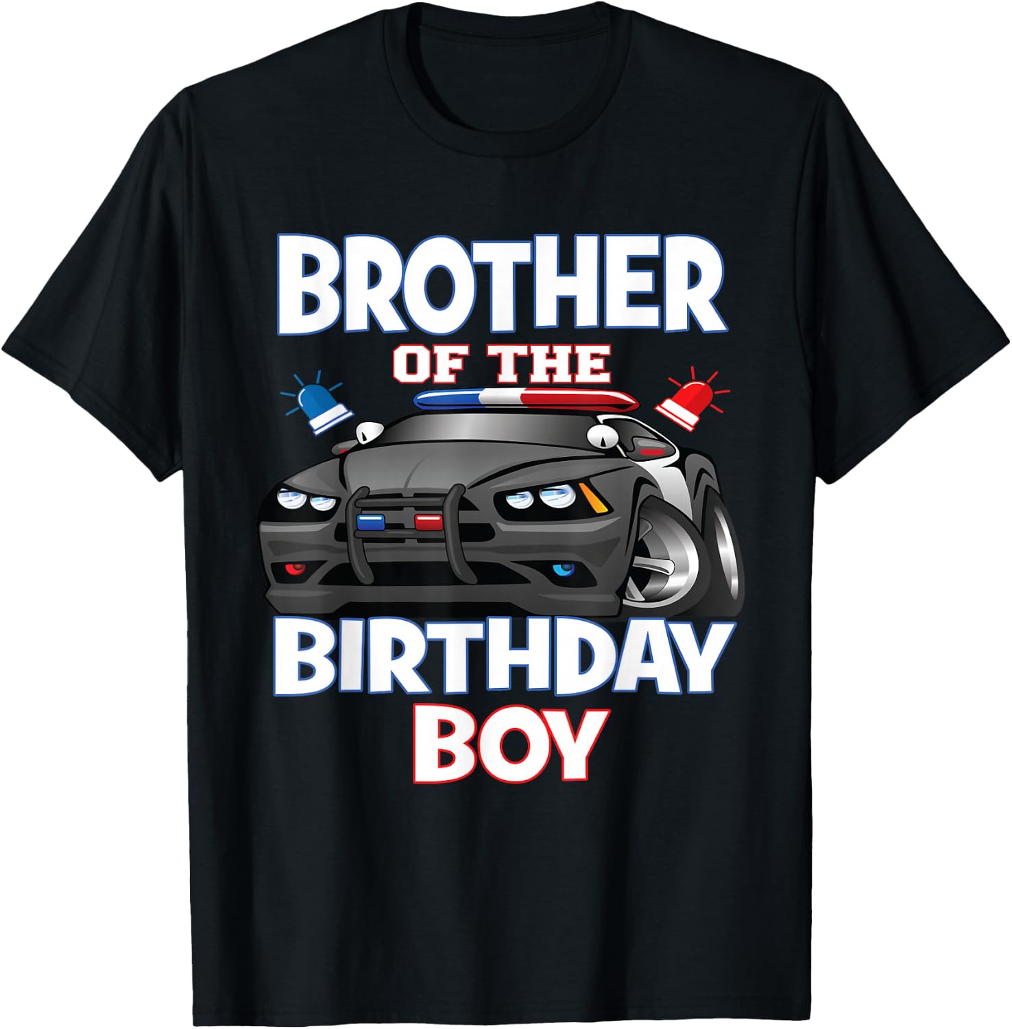 Brother Of The Birthday Boy Policeman Officer Party T-Shirt - T-Shirt | Black