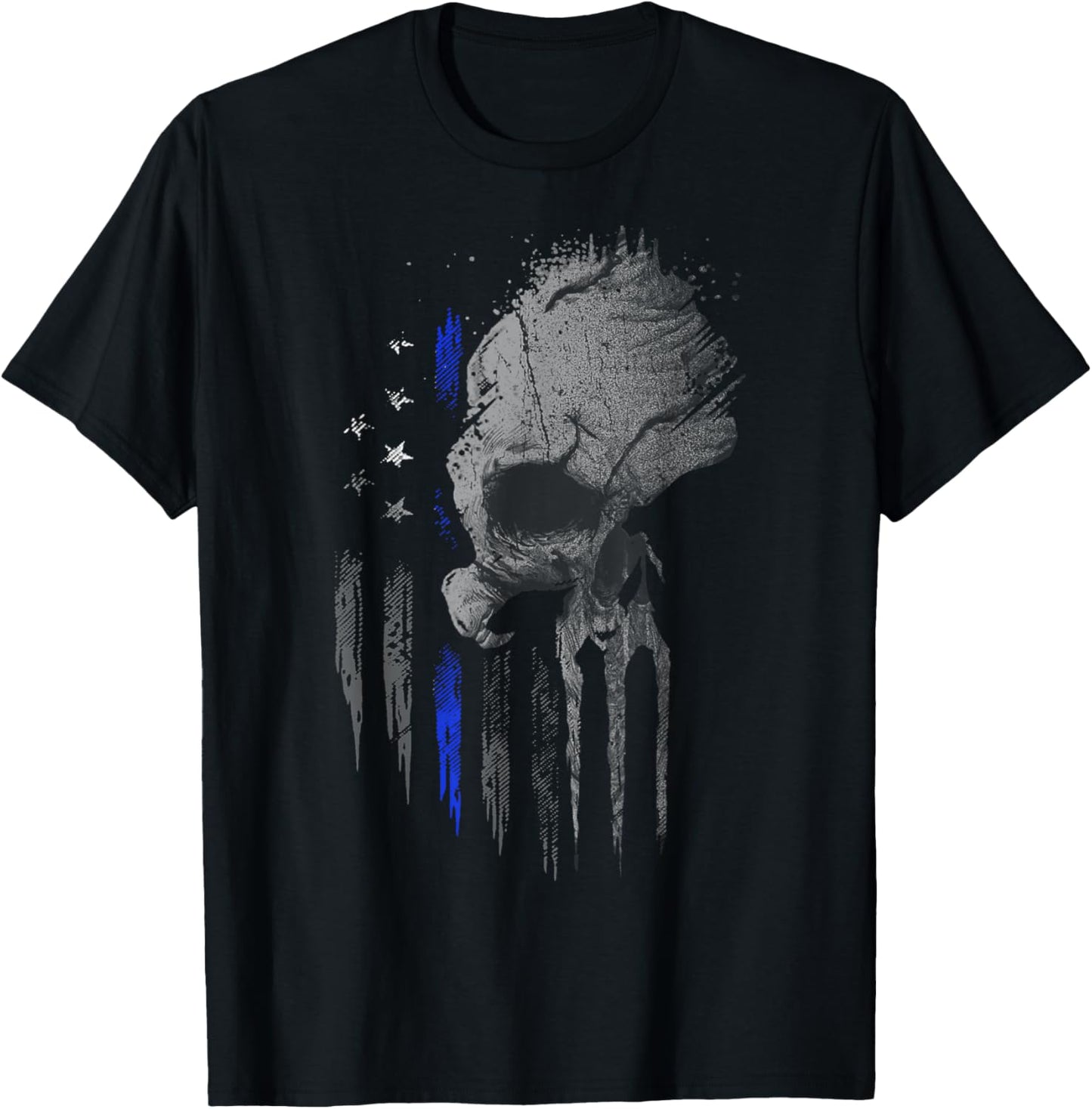 Vert Skull Thin Blue Line T-Shirt - T-Shirt | Black