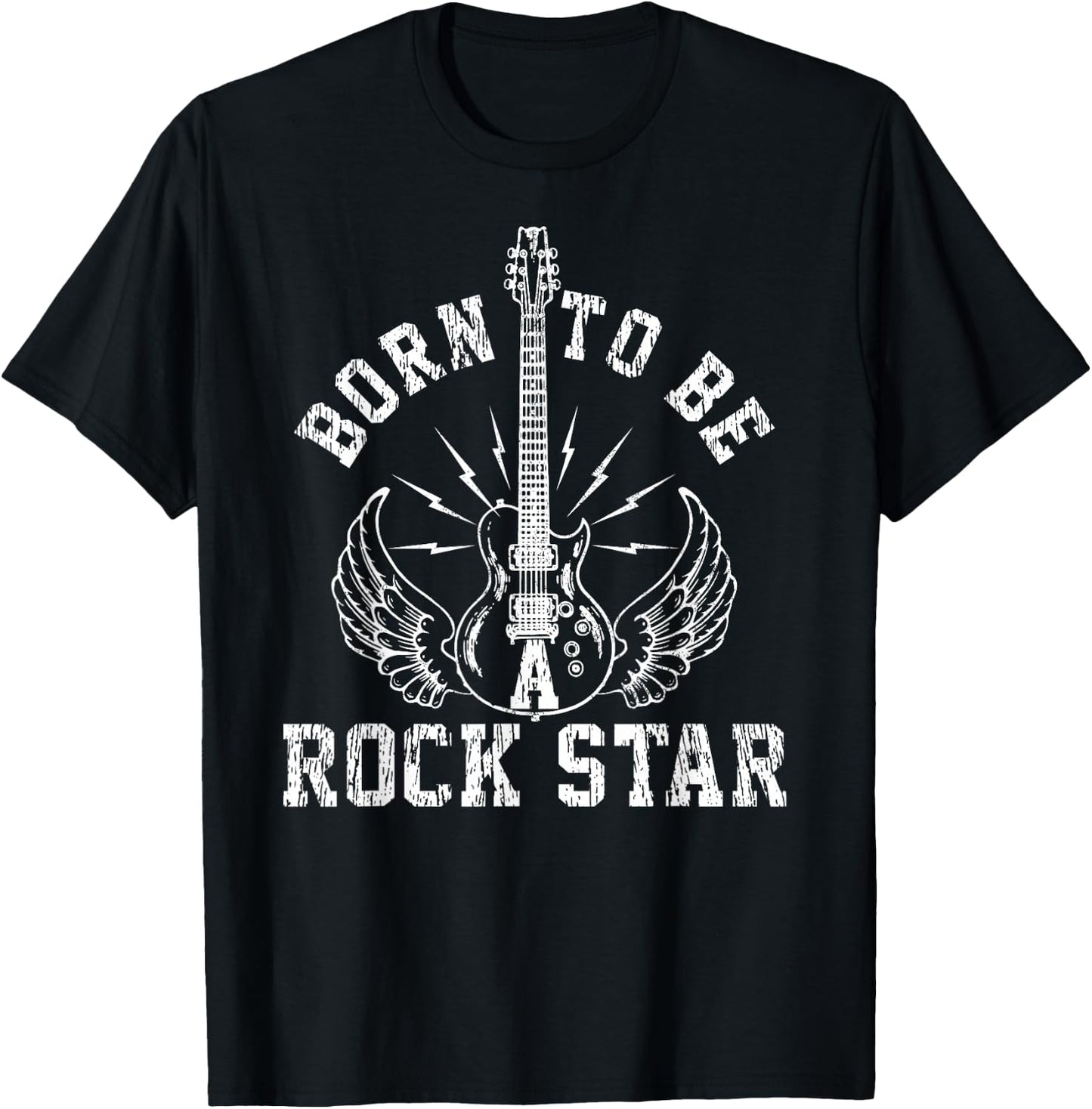 Born To Be A Rock Star Guitar Player Musician Guitarist Gift T-Shirt - T-Shirt | Black
