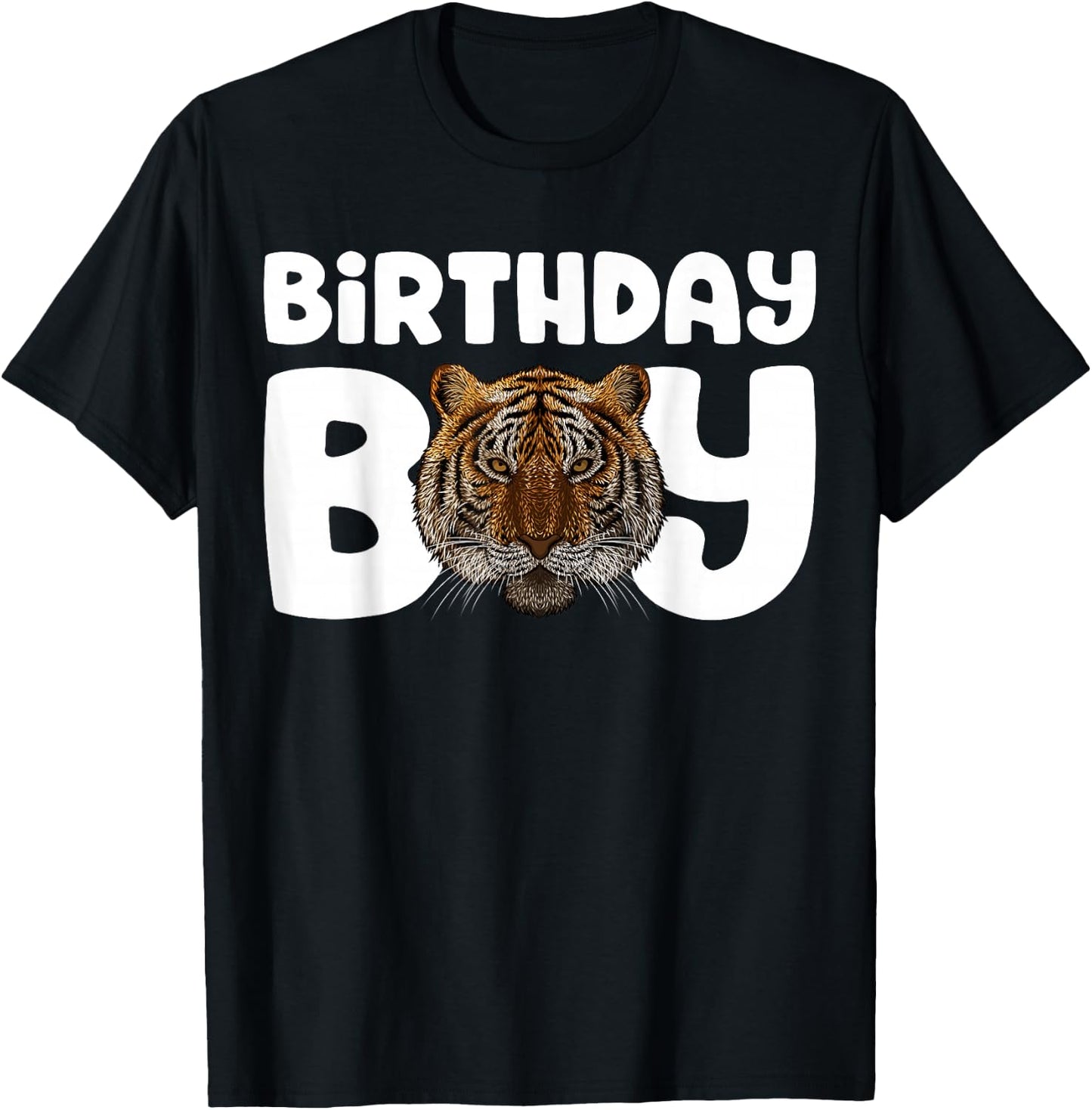 Tiger Birthday Boy Party Animal Kids Boys Tiger Birthday T-Shirt - T-Shirt | Black