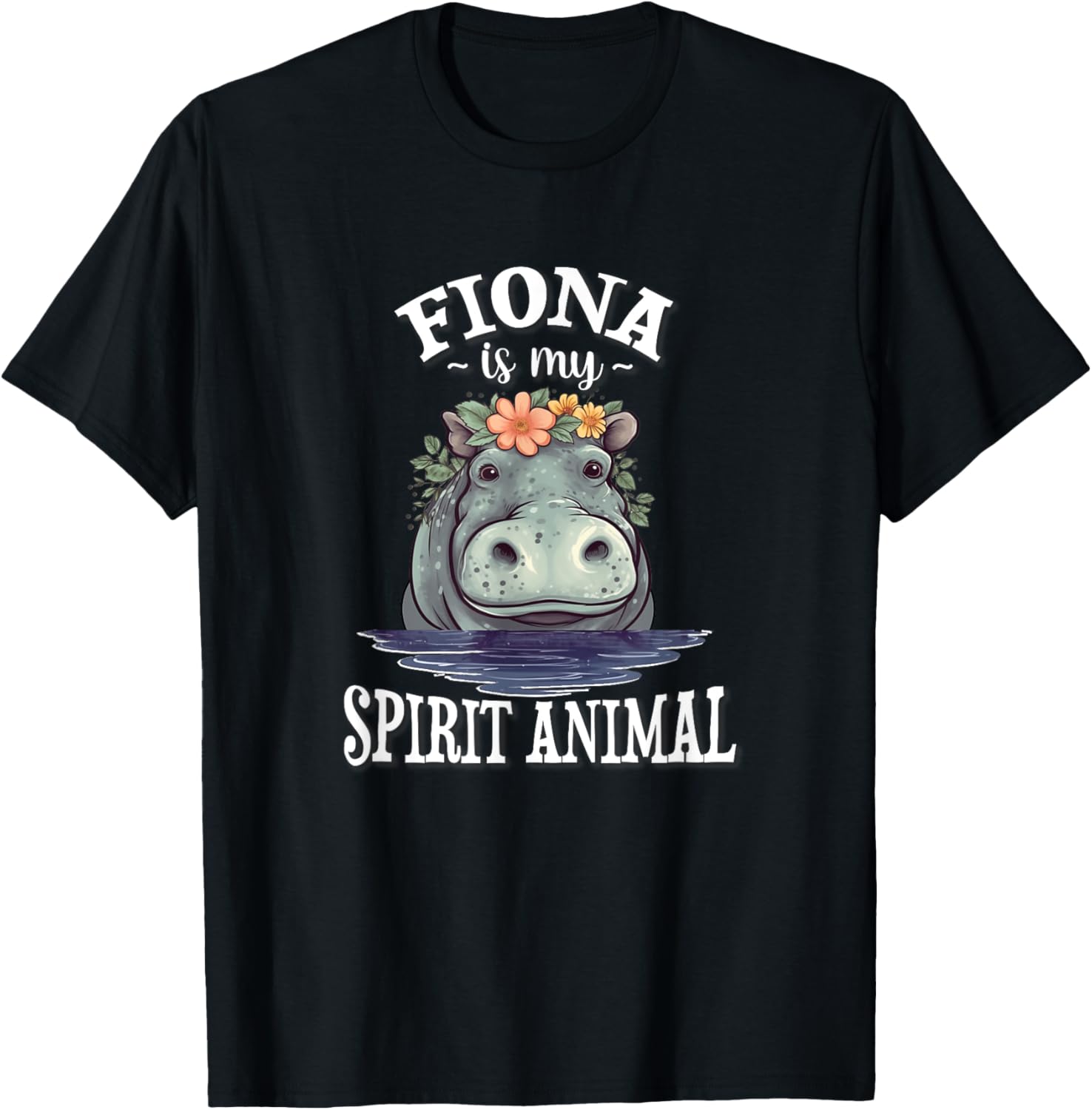 Fiona Spirit Animal Hippo Lover T-Shirt - T-Shirt | Black