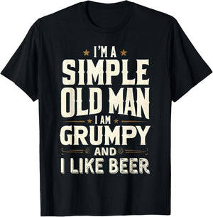 I'm a Simple Old Man I'm Grumpy and I Like Beer T-Shirt - T-Shirt | Black
