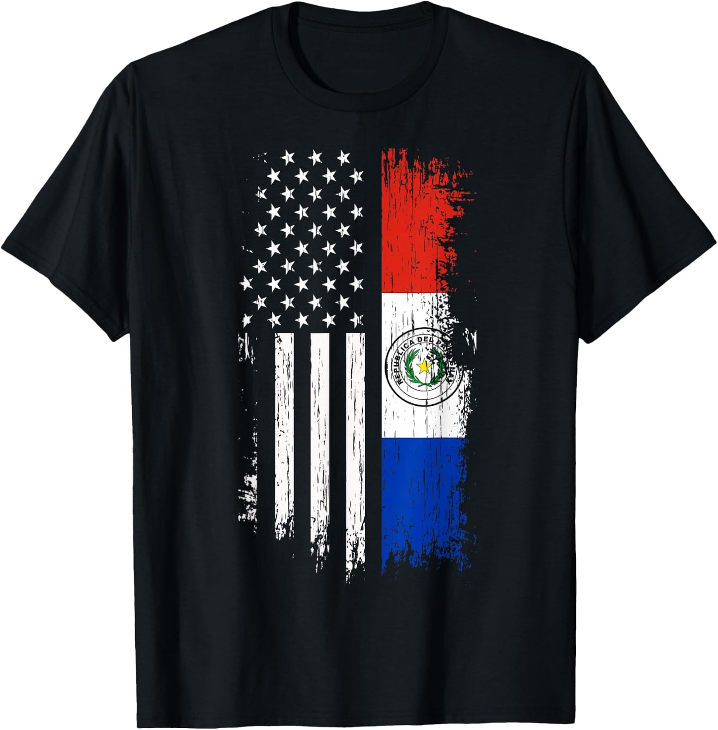 Paraguayan American Flag - Pride Paraguay USA Shirt T-Shirt - T-Shirt | Black