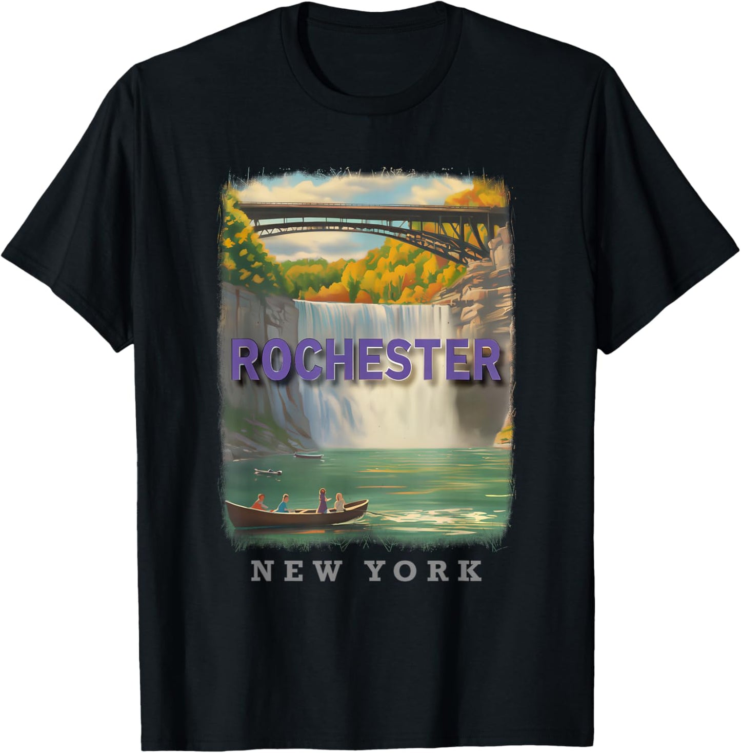 Rochester New York NY Waterfront Charm SD067 T-Shirt - T-Shirt | Black