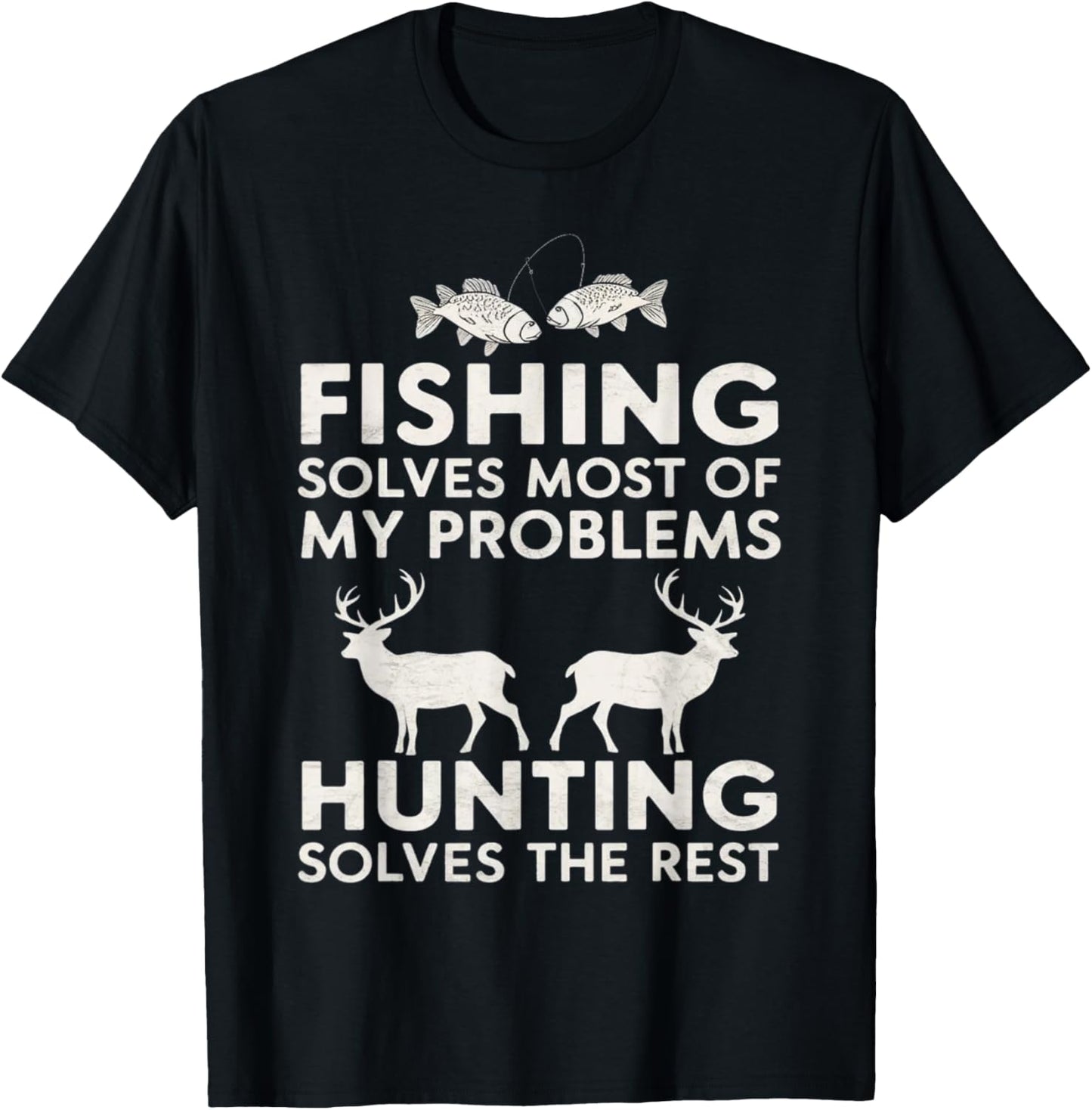 Fishing And Hunting Gifts Fathers Day Humor Hunter Cool T-Shirt - T-Shirt | Black