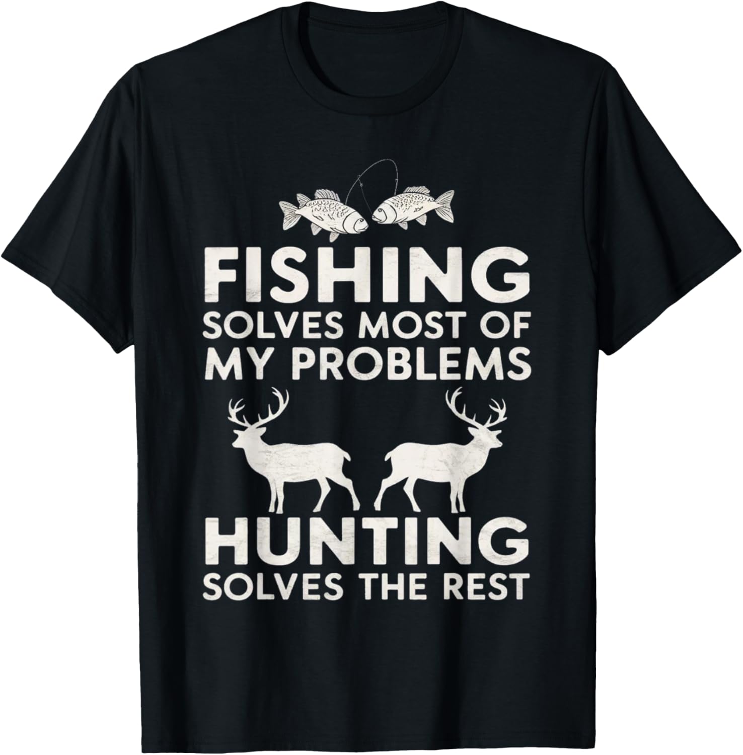 Fishing And Hunting Gifts Fathers Day Humor Hunter Cool T-Shirt - T-Shirt | Black