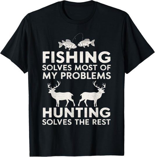 Fishing And Hunting Gifts Fathers Day Humor Hunter Cool T-Shirt - T-Shirt | Black