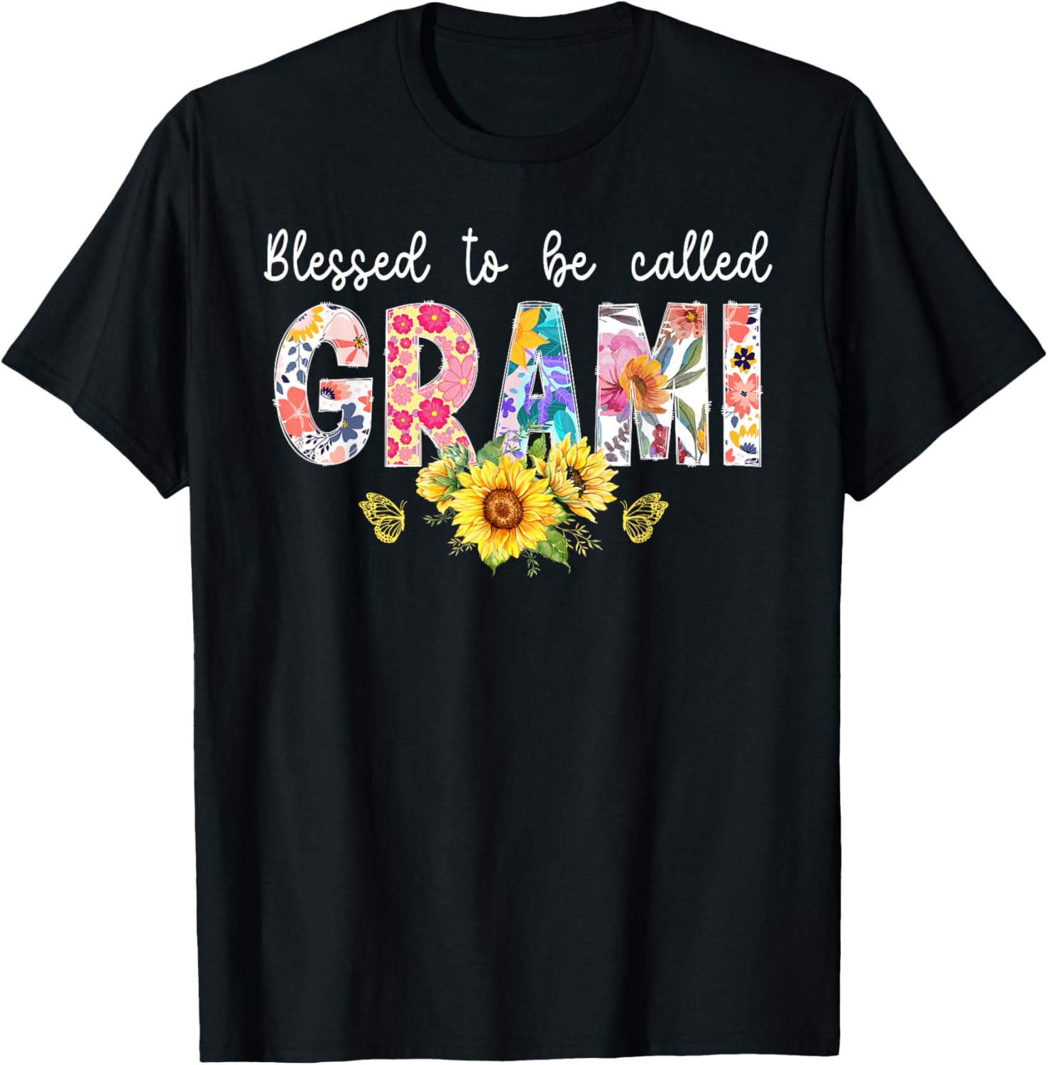 Blessed To Be Called Grami Grandma Grami Grandmother T-Shirt - T-Shirt | Black