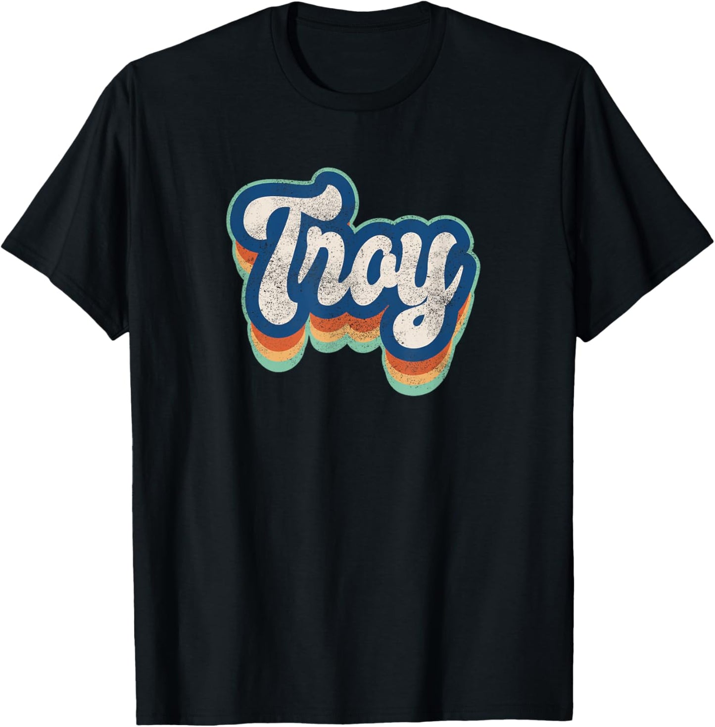 Troy First Name Boy Vintage Style 70s 80s Personalized T-Shirt - T-Shirt | Black