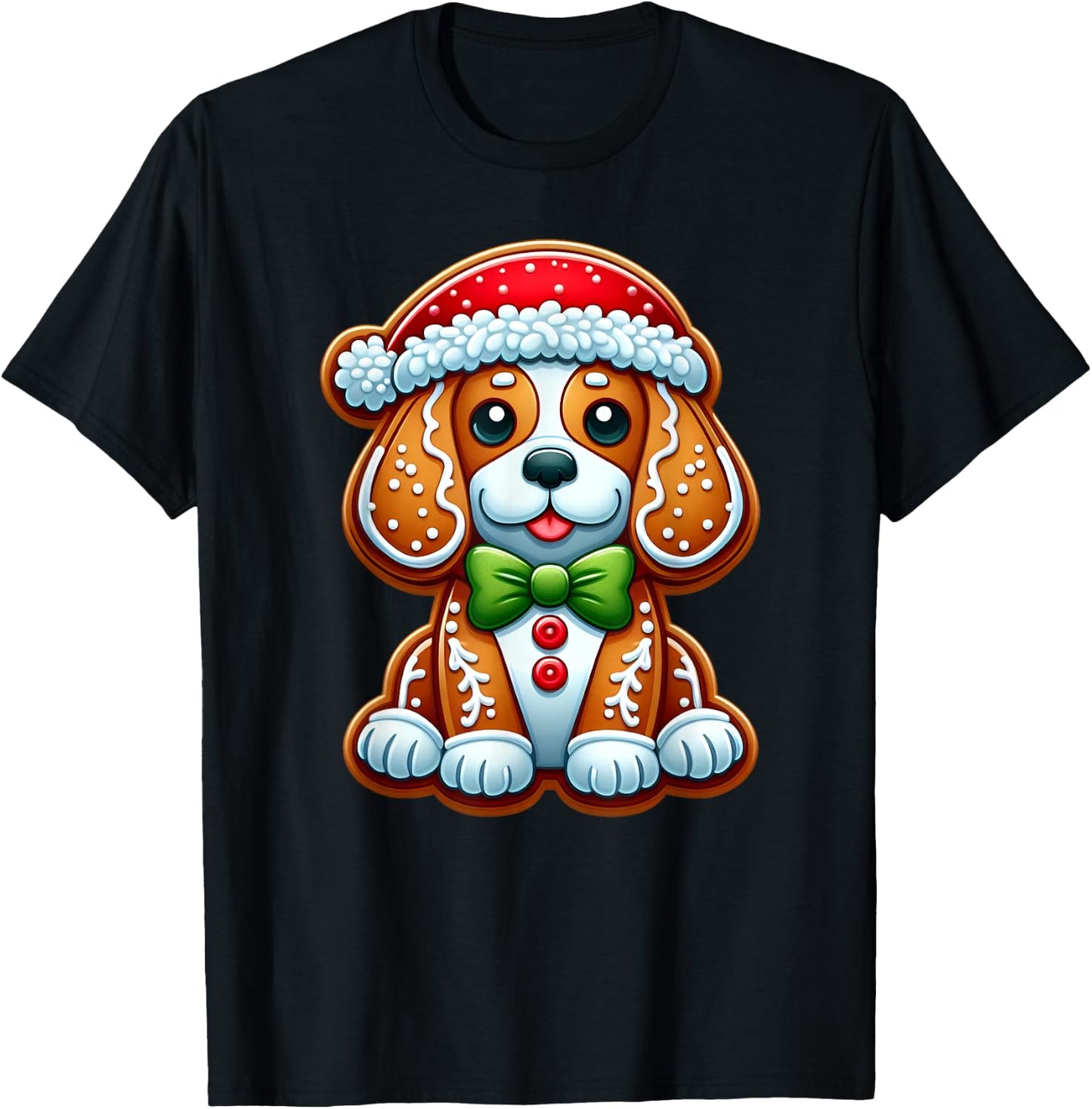 Funny Gingerbread Man Beagle Christmas Dog Kids T-Shirt - T-Shirt | Black