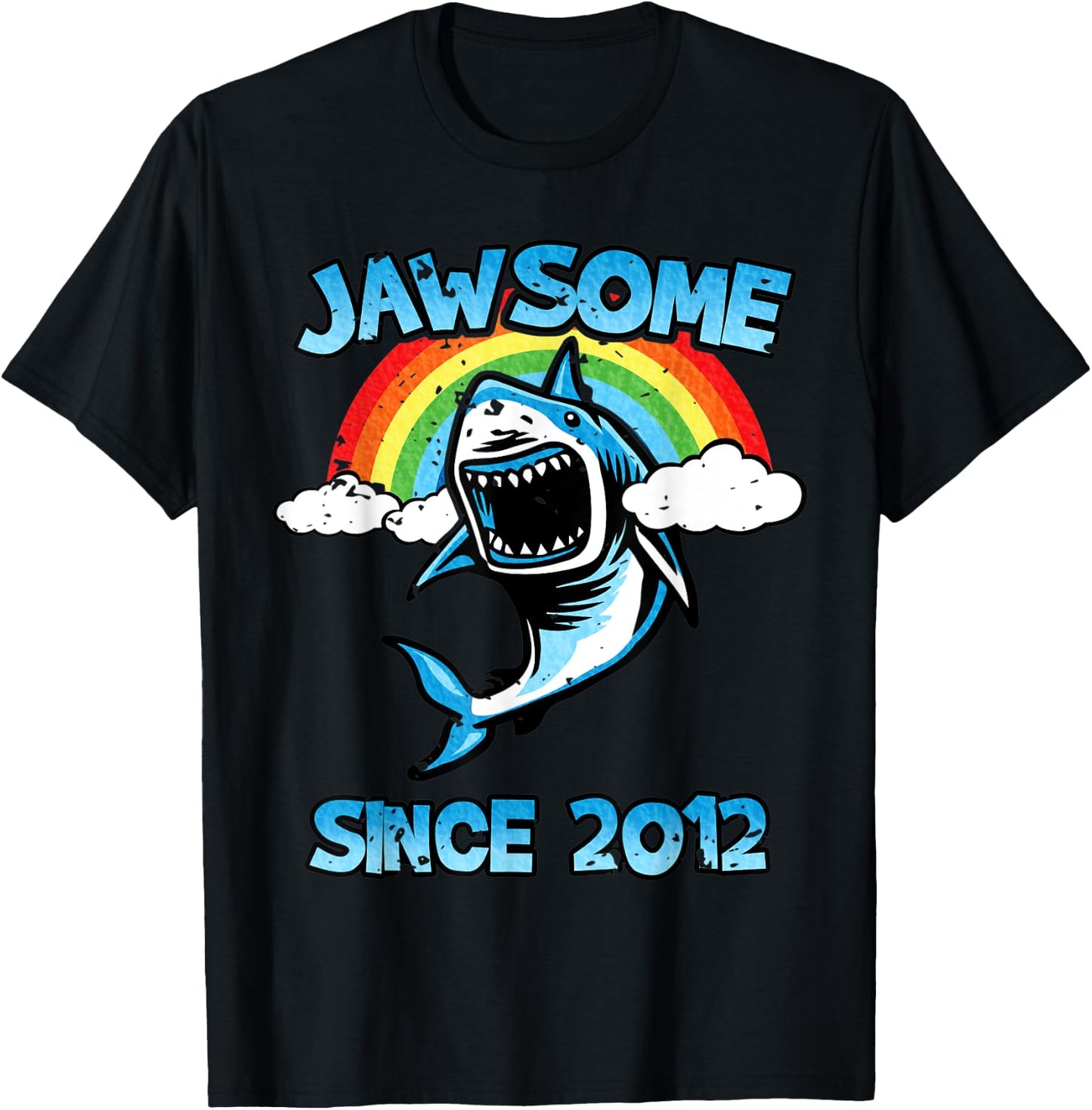Jawsome Since 2012 Happy Shark 7 Birthday Gift T-Shirt - T-Shirt | Black