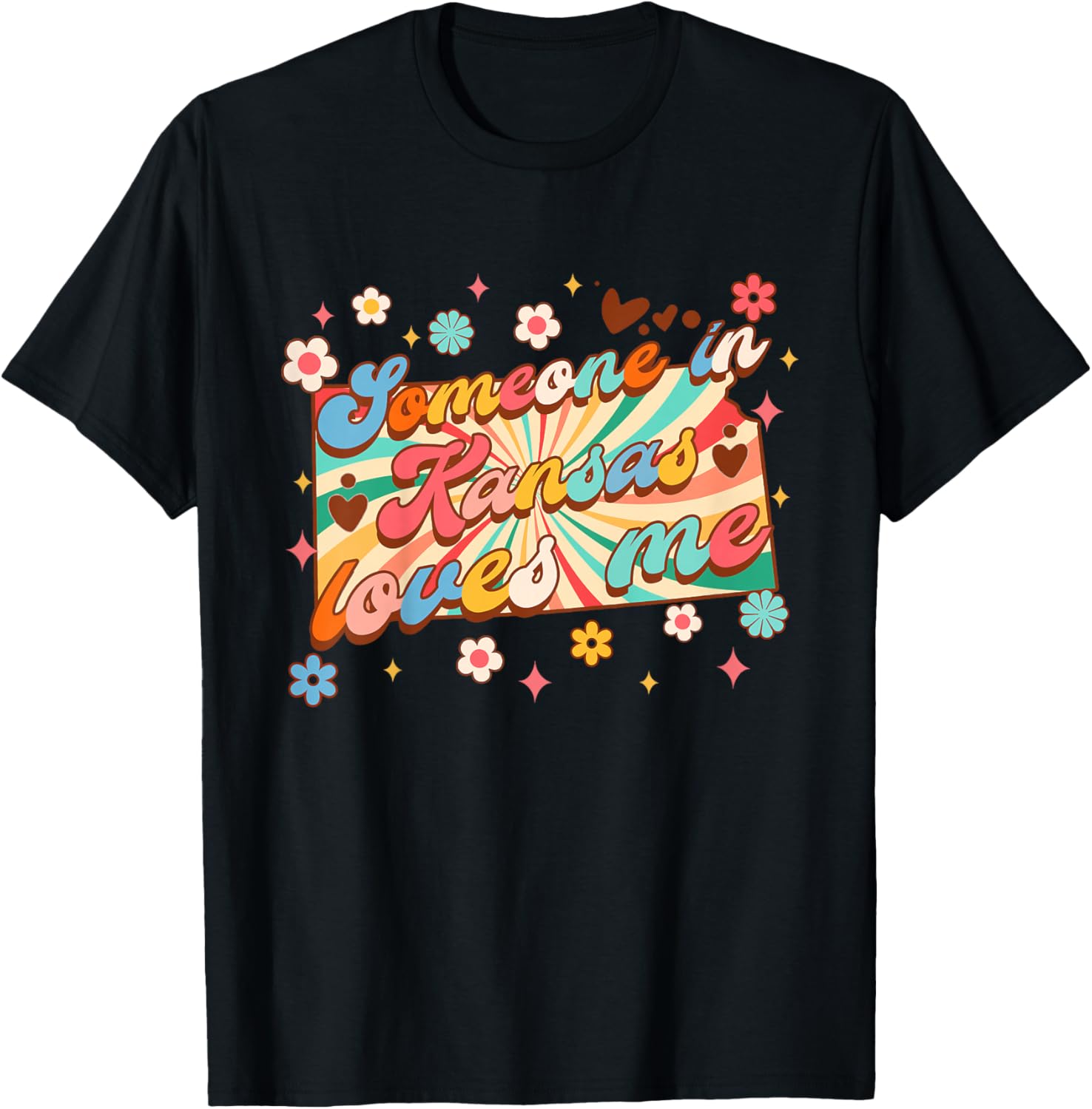 Kids Made In Kansas Baby Shower Someone In Kansas Loves Me T-Shirt - T-Shirt | Black