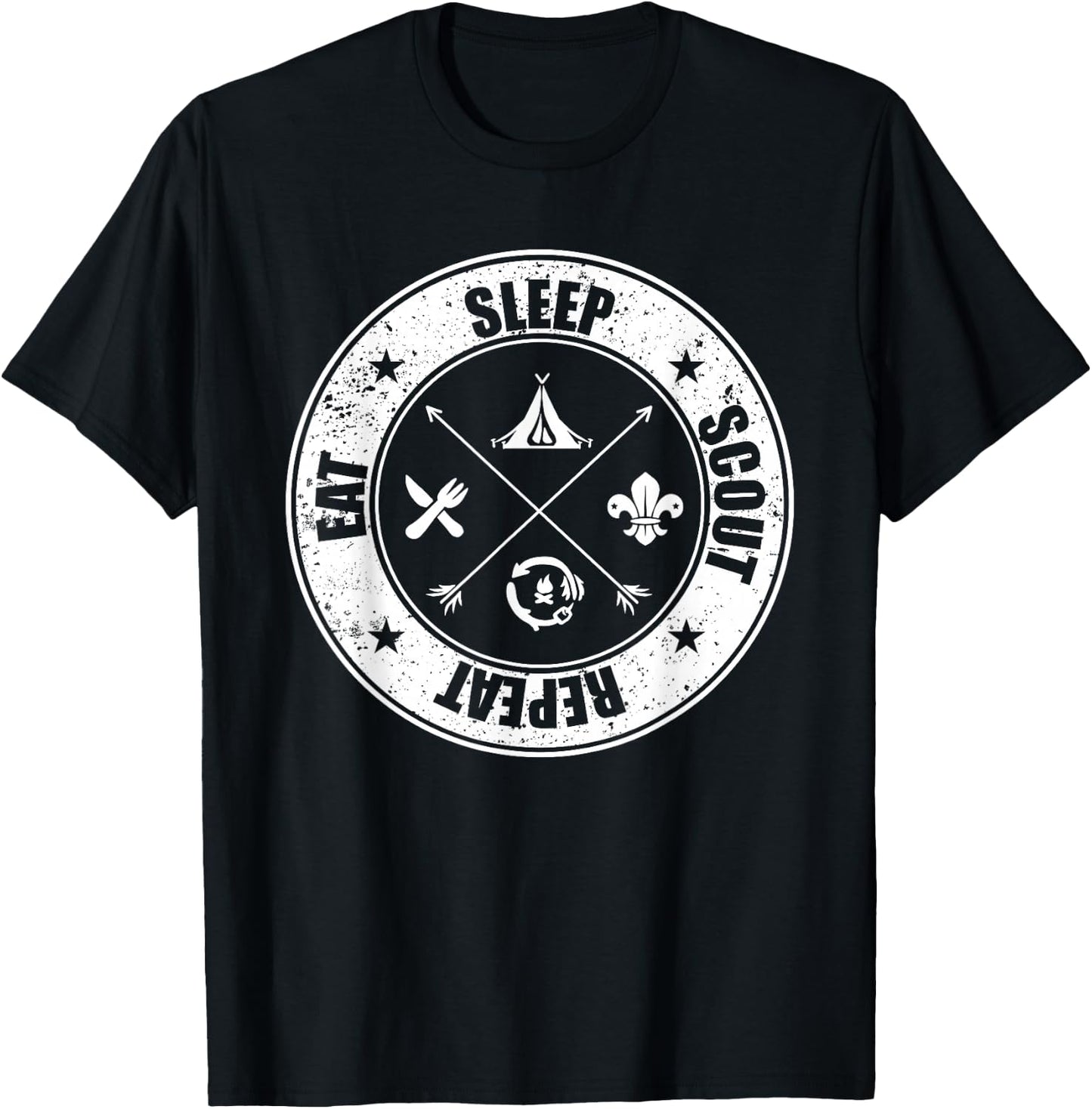 Eat Sleep Scout Repeat Scouting Lover Survival T-Shirt - T-Shirt | Black