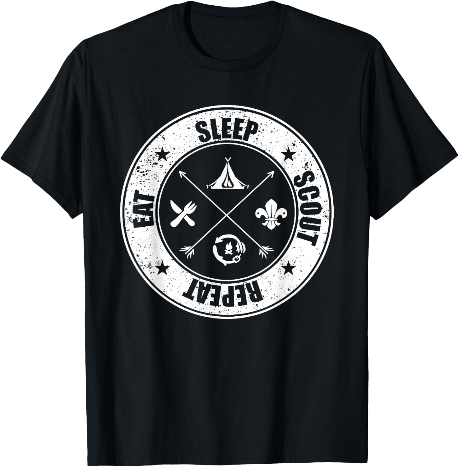 Eat Sleep Scout Repeat Scouting Lover Survival T-Shirt - T-Shirt | Black