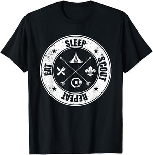 Eat Sleep Scout Repeat Scouting Lover Survival T-Shirt - T-Shirt | Black