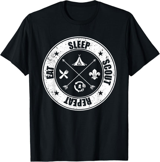 Eat Sleep Scout Repeat Scouting Lover Survival T-Shirt - T-Shirt | Black