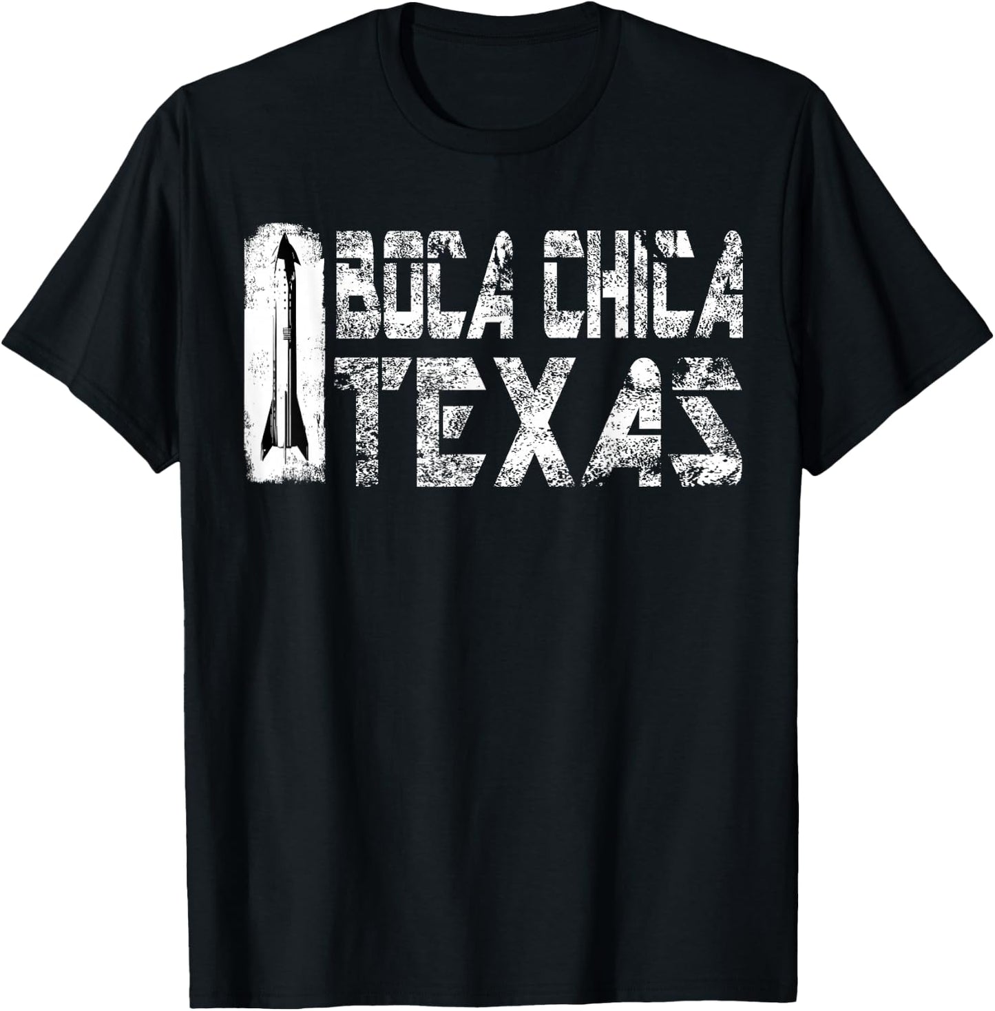 Boca Chica Texas Starship Retro White T-Shirt - T-Shirt | Black