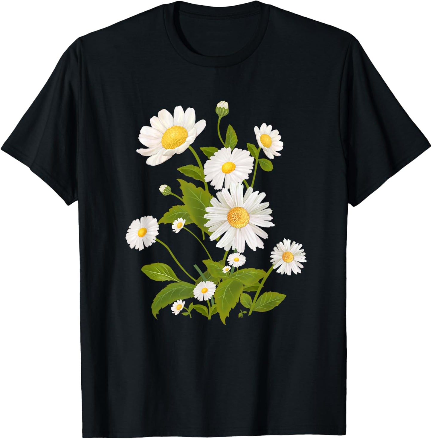 Daisy Print Shirt Marguerite Daisy Flower T-Shirt - T-Shirt | Black