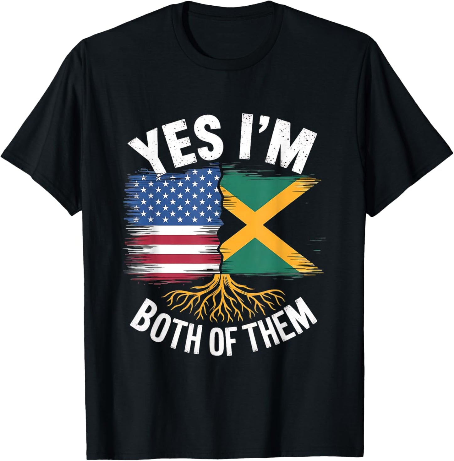 Yes I'm Both: American and Jamaican Roots DNA Pride T-Shirt - T-Shirt | Black