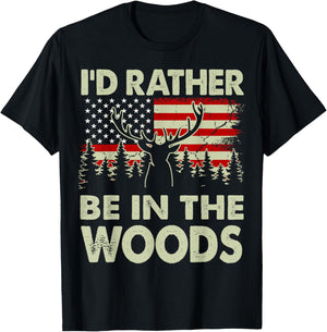 I'd Rather Be In The Woods Deer Hunting-Shirt Hunter Dad Men T-Shirt - T-Shirt | Black