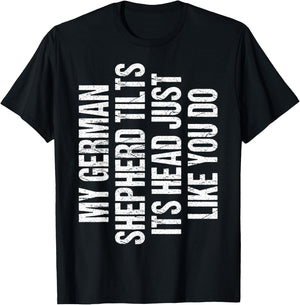 German Shepherd Funny Dog Tilt Head Cute Women Men kids Gift T-Shirt - T-Shirt | Black