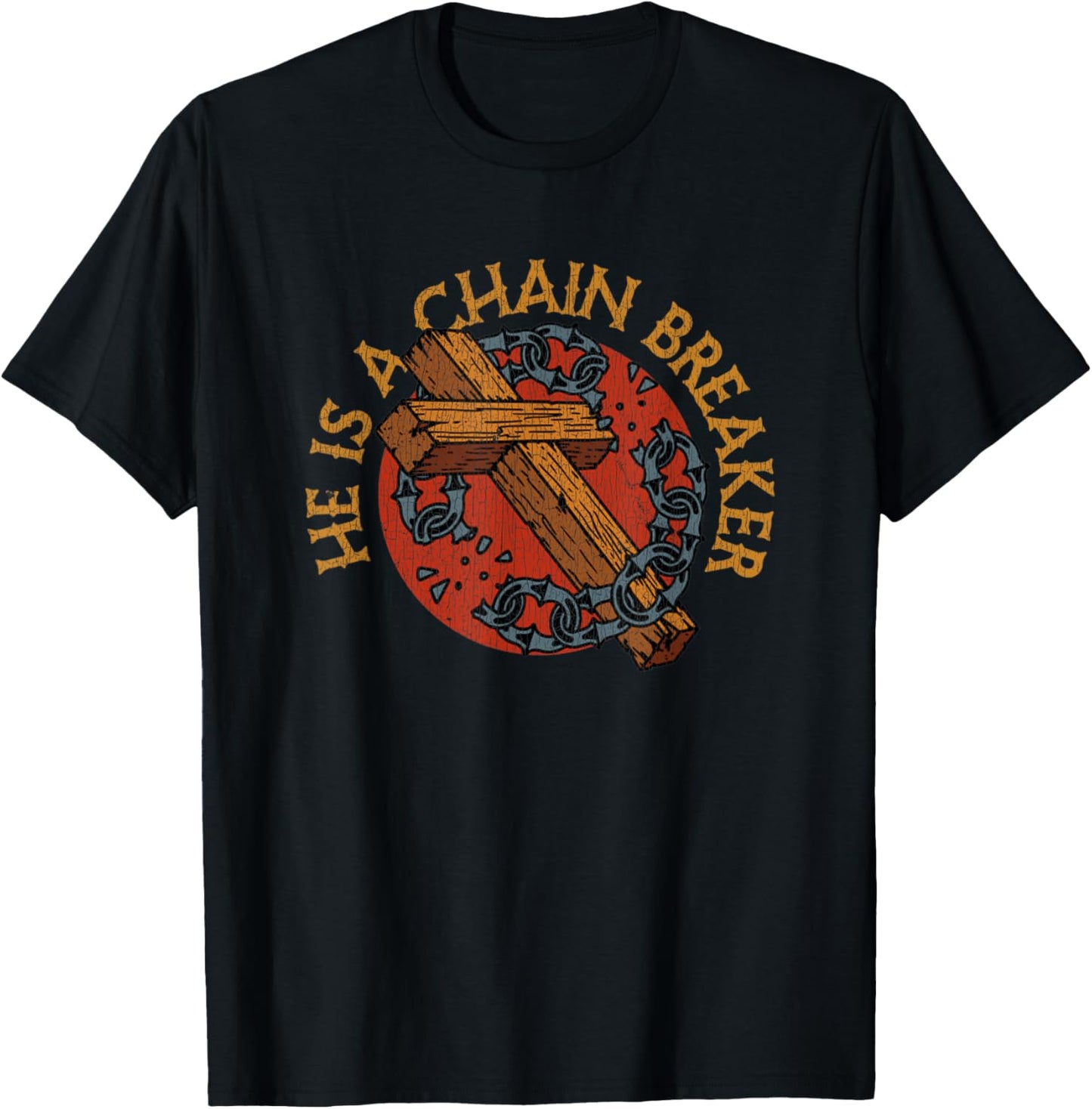 Vintage Chain Breaker Saved Born Again Cross T-Shirt - T-Shirt | Black