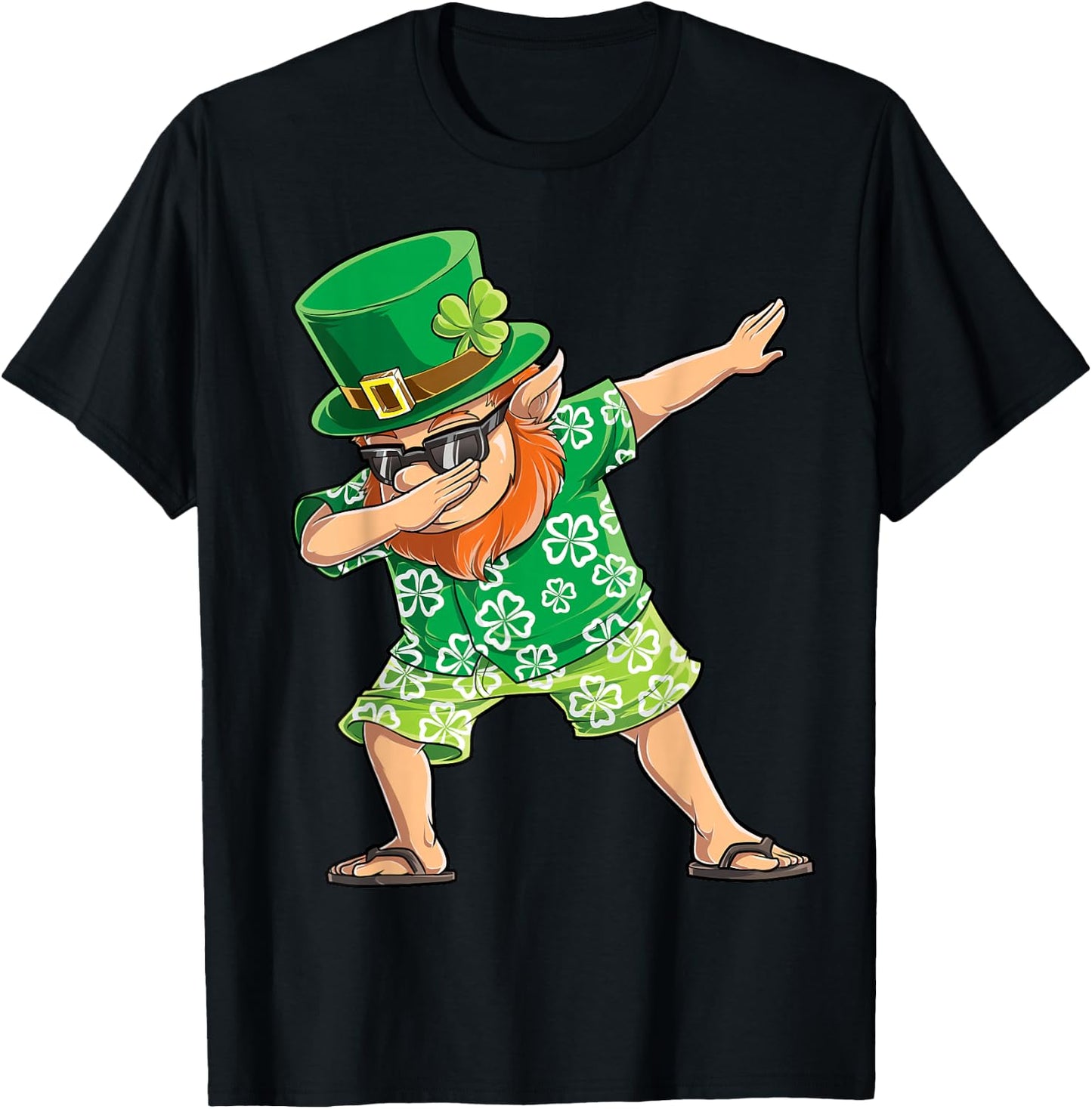 Dabbing Leprechaun St Patricks Day Boys Men Hawaiian Surfing T-Shirt - T-Shirt | Black