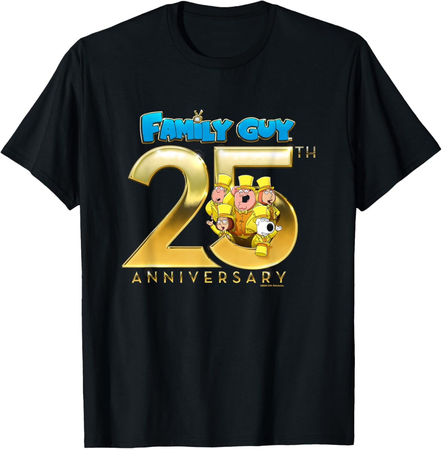 Family Guy 25th Anniversary Griffin Family Group Shot T-Shirt - T-Shirt | Black