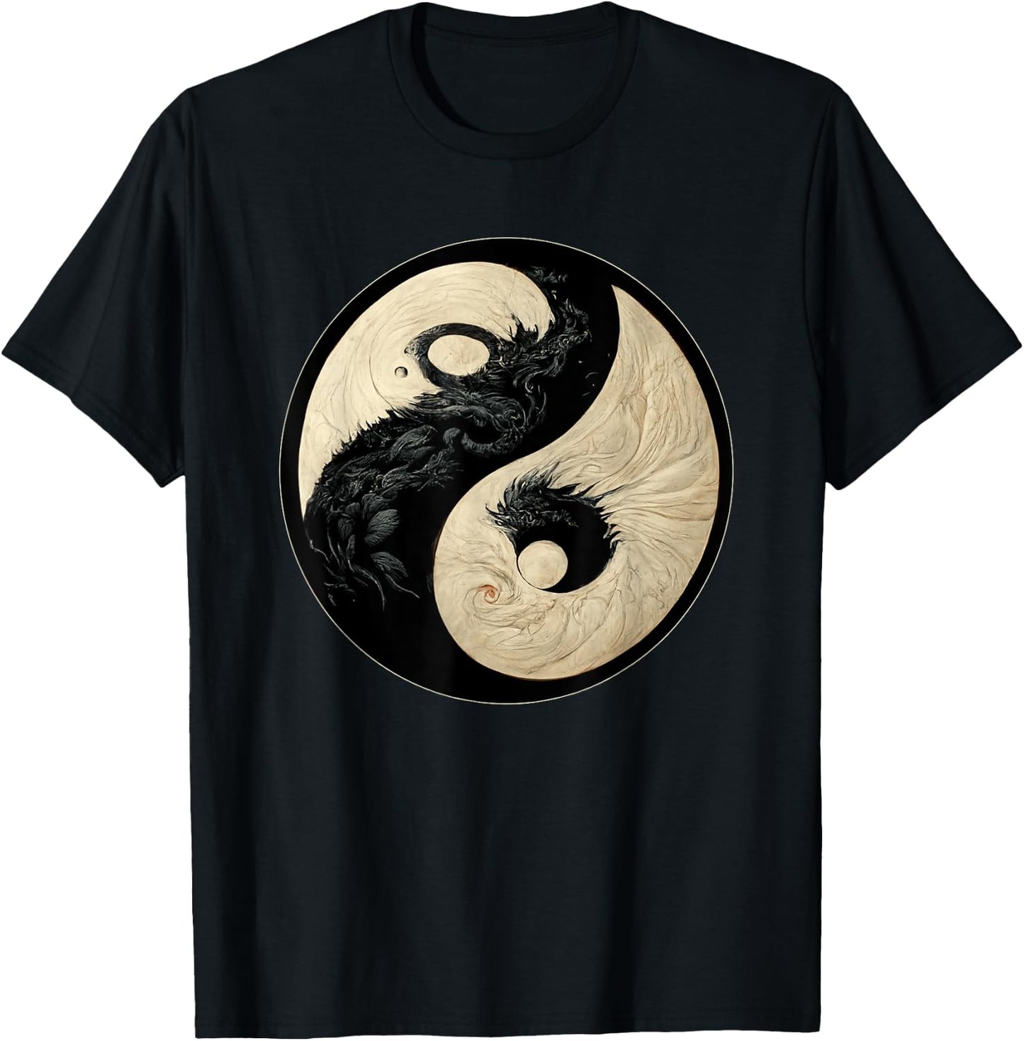 Traditional Black And White Chinese Dragon Kung Fu Yin Yang T-Shirt - T-Shirt | Black