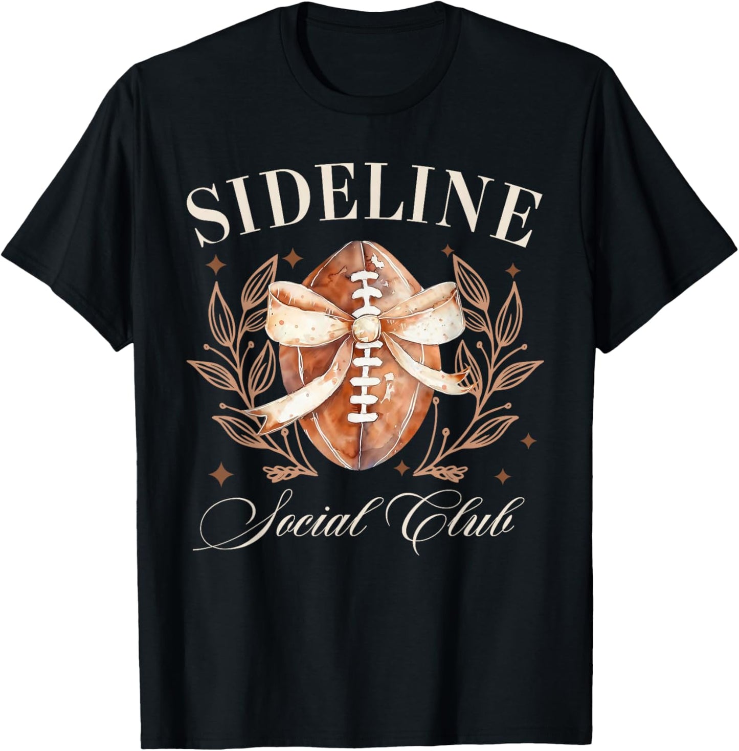 Sideline Social Club American Football Coquette Bow Game Day T-Shirt - T-Shirt | Black