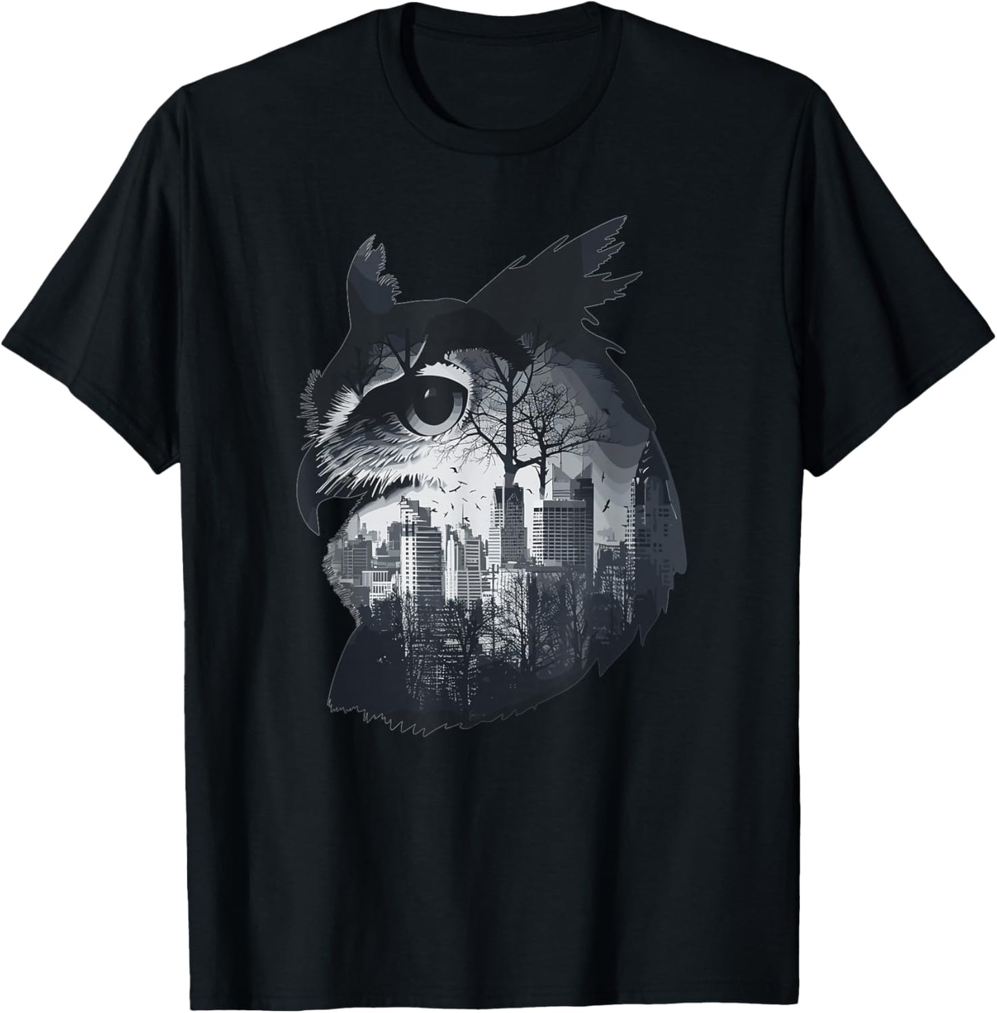 Aesthetic City Owl T-Shirt - T-Shirt | Black