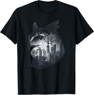 Aesthetic City Owl T-Shirt - T-Shirt | Black